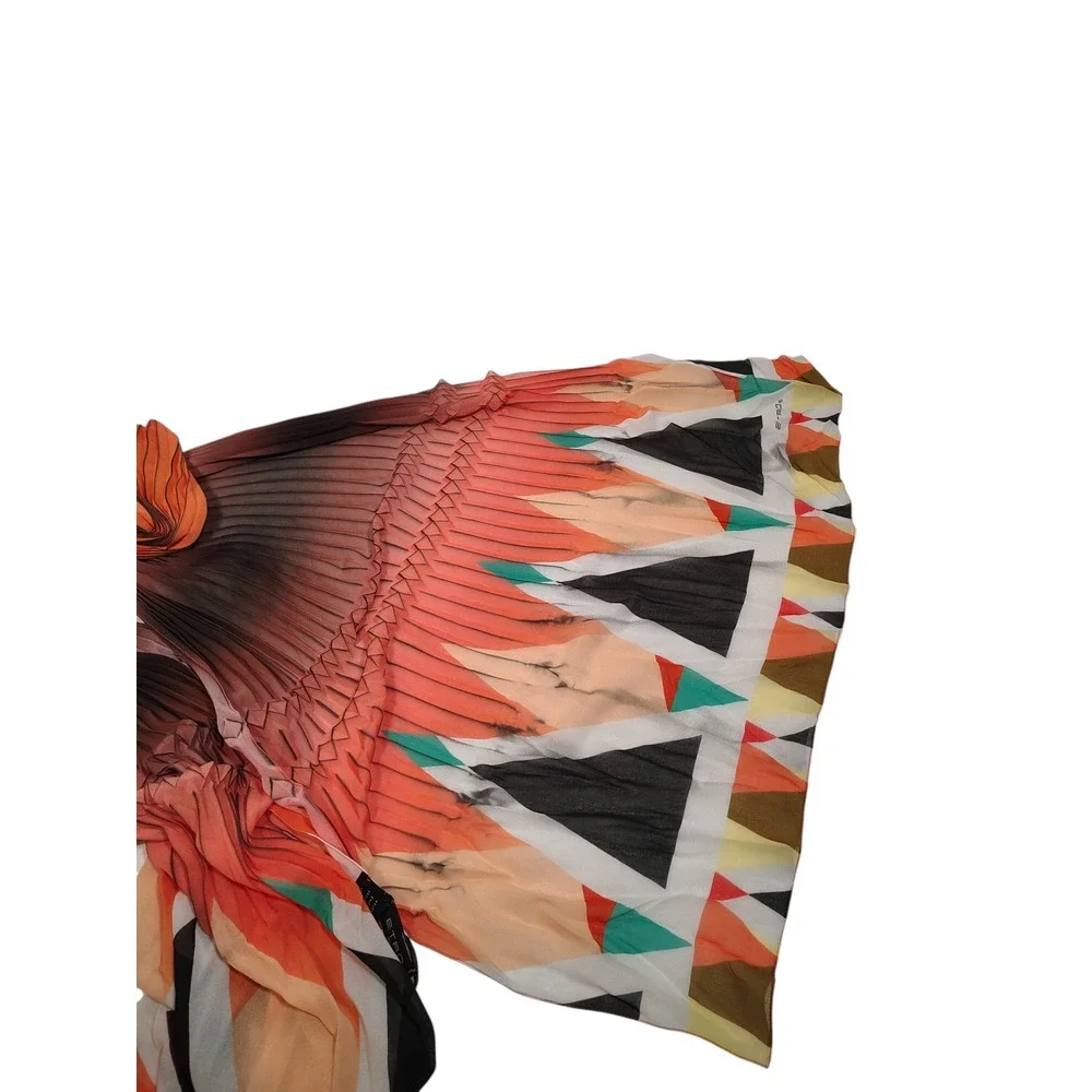Etro Milano Pleated‎ Geometric Print Scarf Wrap Italy